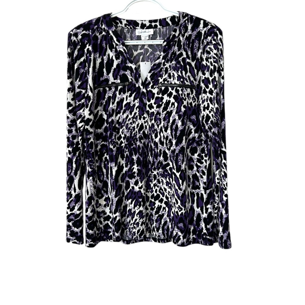 Jaclyn Smith Long Sleeve Print Blouse Women’s Medium NWT